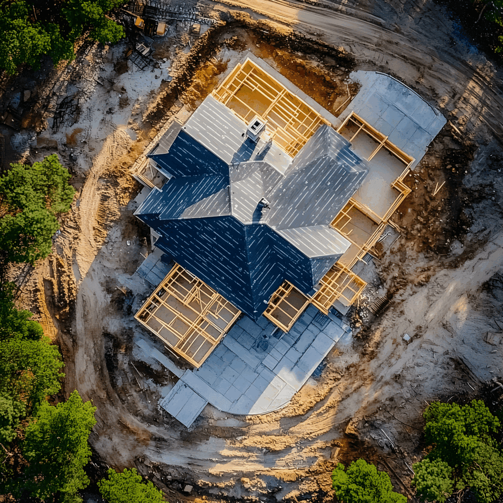 arial view of new home construction site in massachusetts