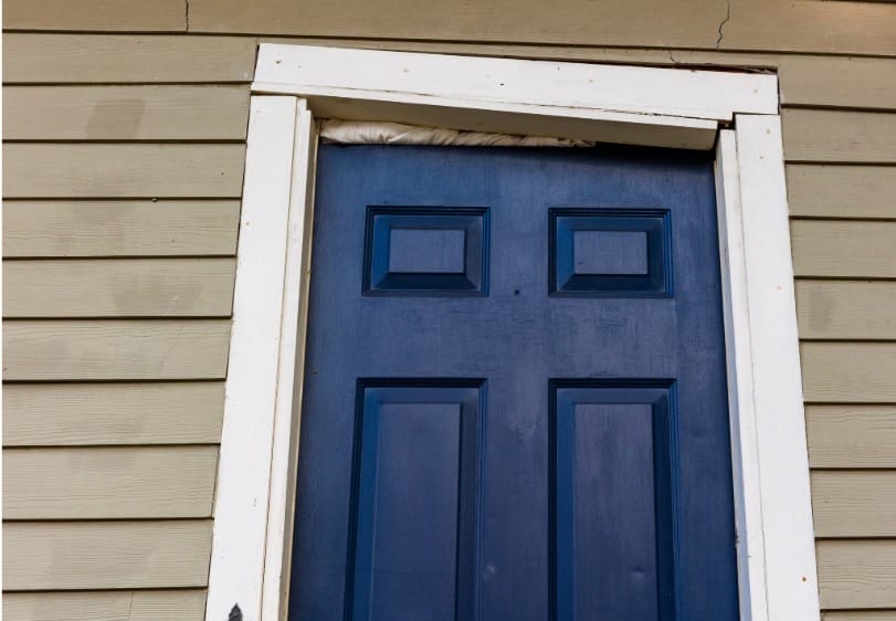 door gap and not squared door frame  from sloping foundation 