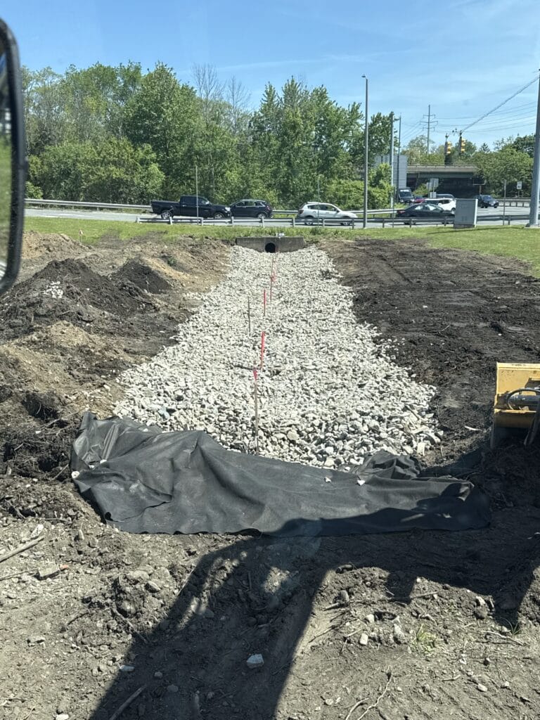 storm water management system after excavation for new commercial development project