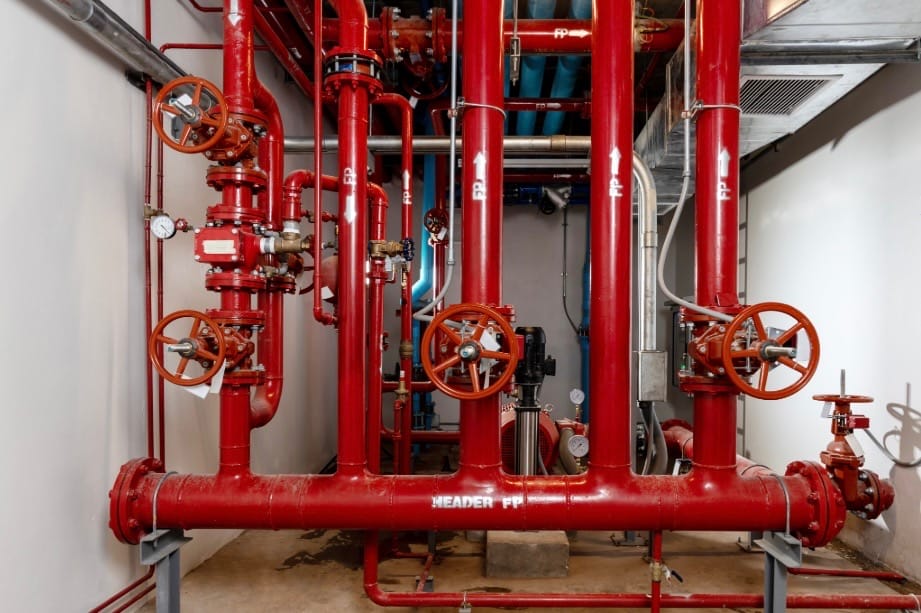 commercial building permits for Fire suppression system controls and pipe in commercial building basement