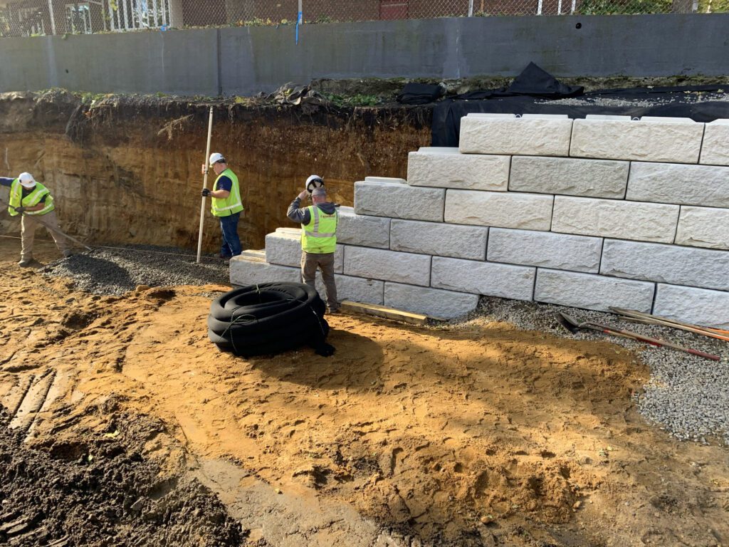 commercial construction of parking lot for large development in peabody ma