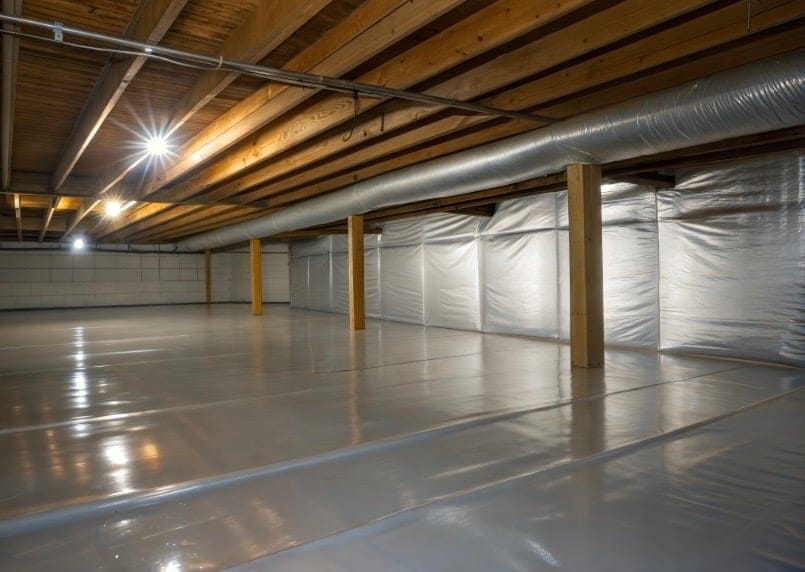 vapor barrier and level floor preparing for a slab pour