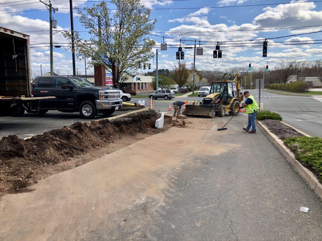 curb installation for plaza in Connecticut