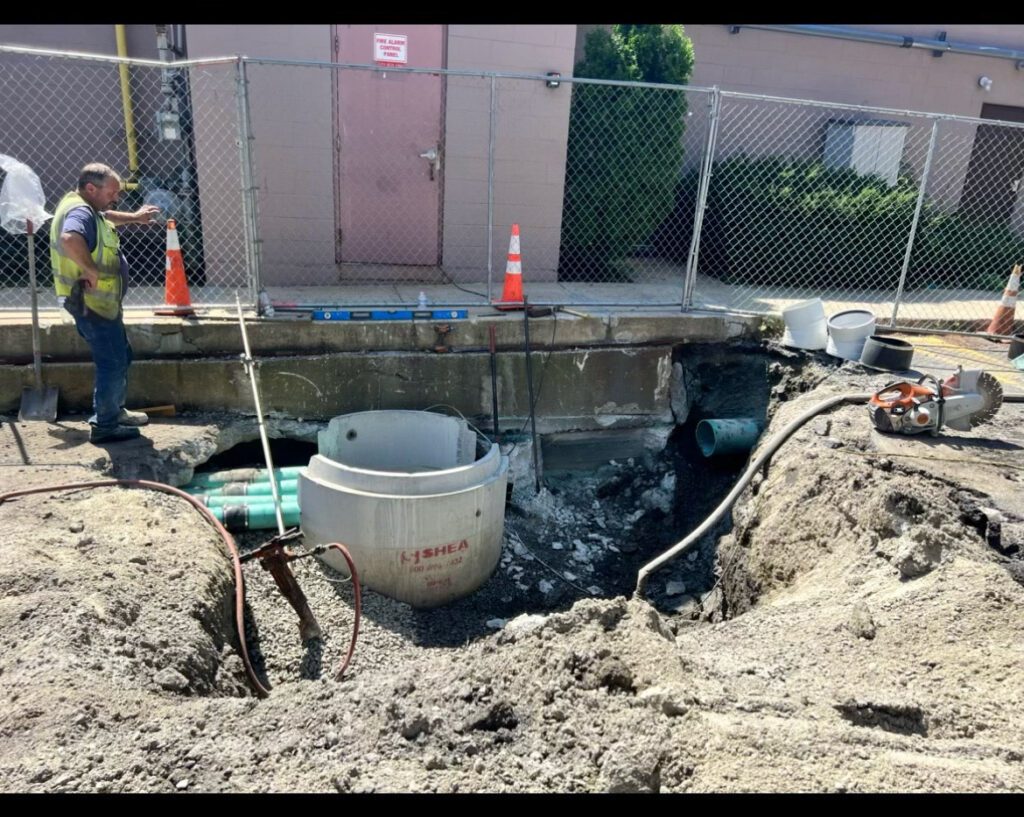 installation of catch basins and drainage for parking lot of mixed use commercial space