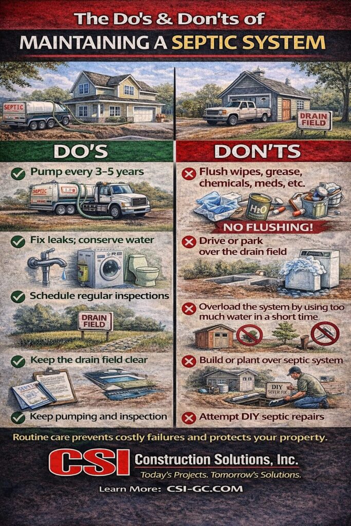 septic system infographic dos and donts