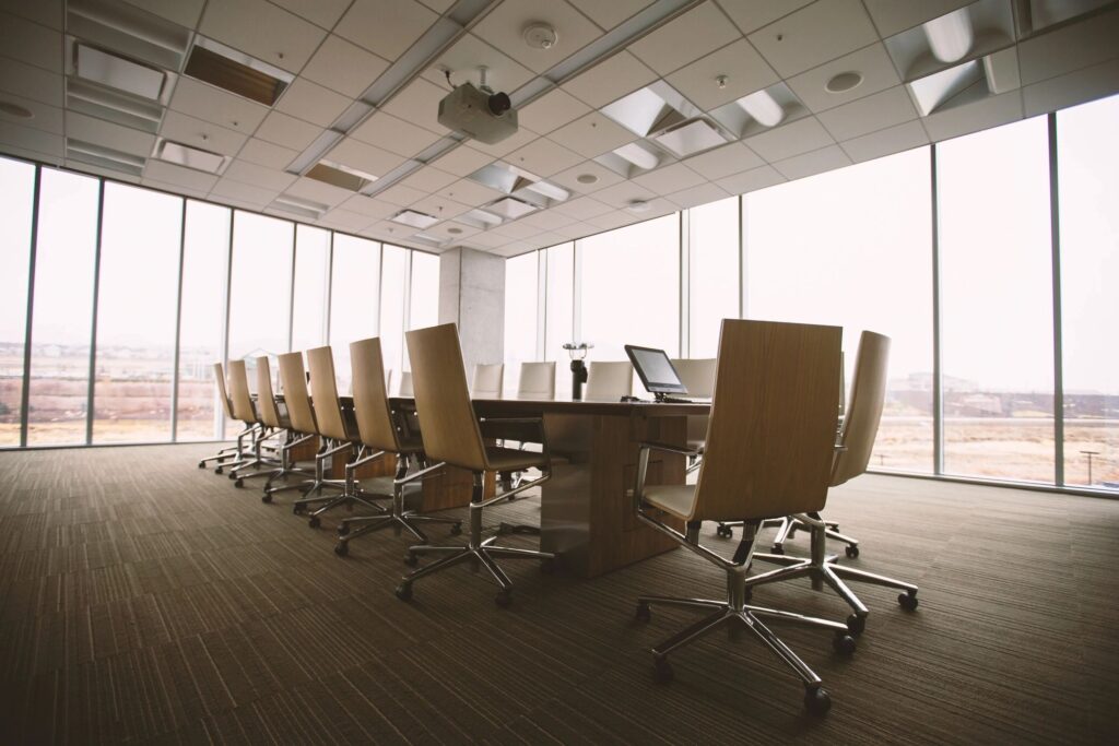 new tenant conference room with conference table and chairs around it