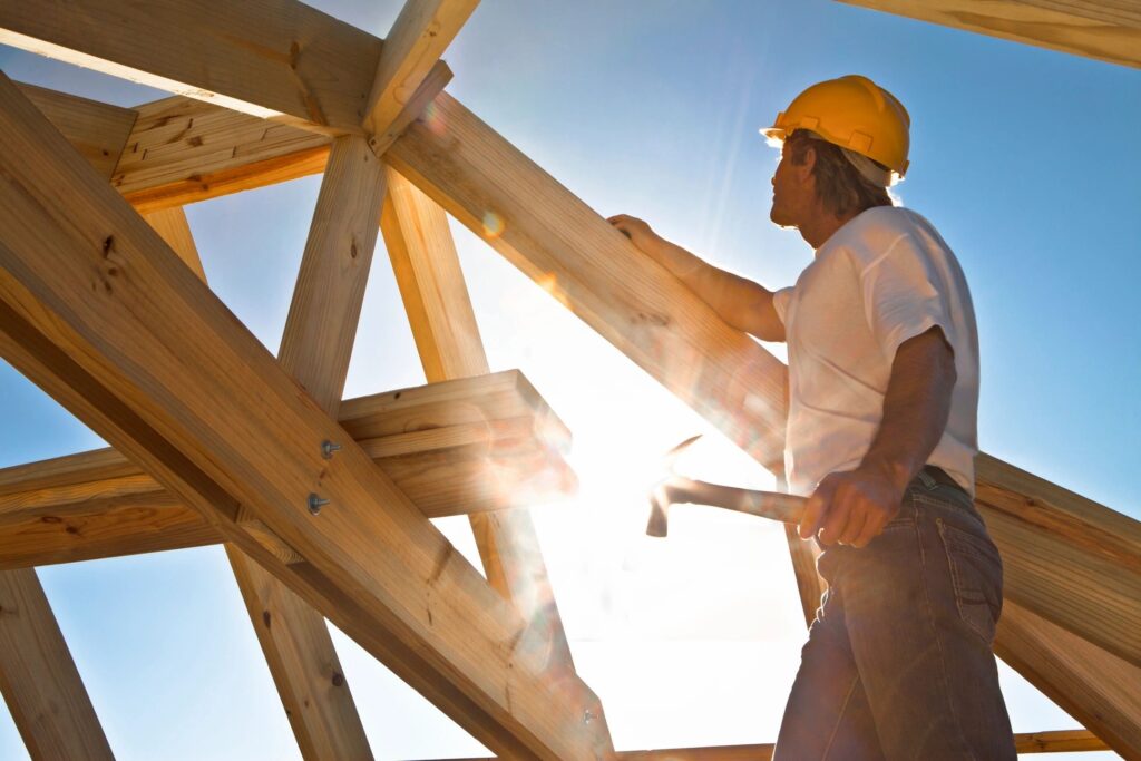 home framing of second story roof line