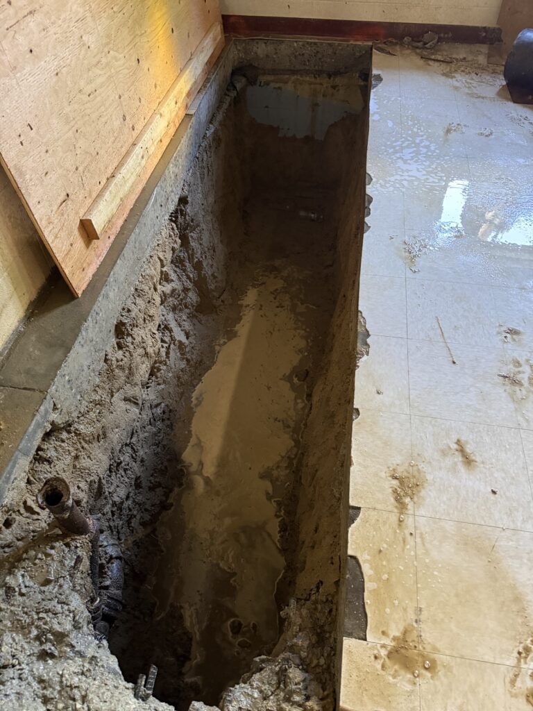 slot trenching excavation in southern NH Parkland Middle School 